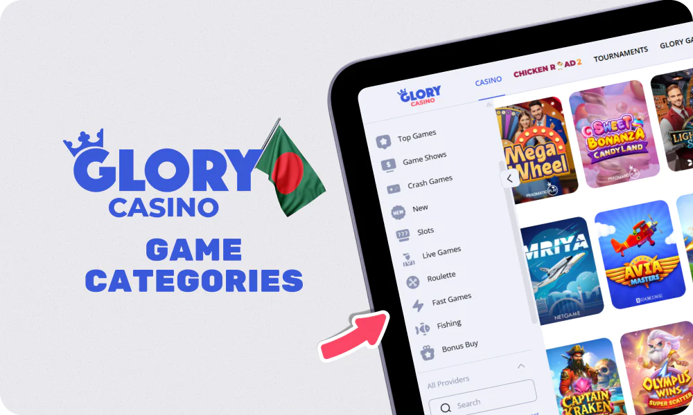 Games for Bengali players at Glory Casino