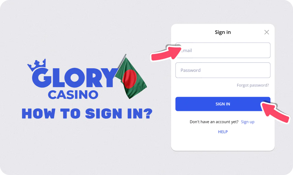 The registration process on the Glory Casino website